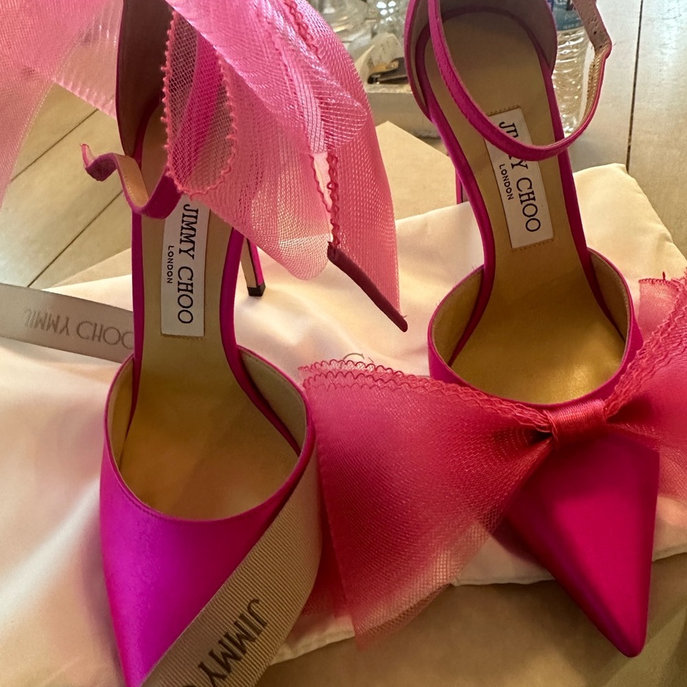 Jimmy Choo Pink Bow Heels - Picture 6 of 8